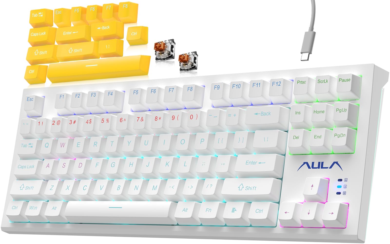 その他 AULA WHITE Amazon.com: AULA Mechanical Keyboard, 87 Keys RGB Backlight Gaming
